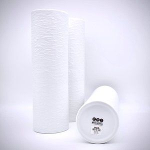 CB2 White Textured Cylinder Mumi Vase Ceramic Tall 567-569 Glossy Interior